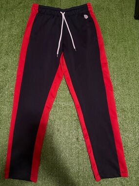 Navy Blue and Red Side Stripe track pants